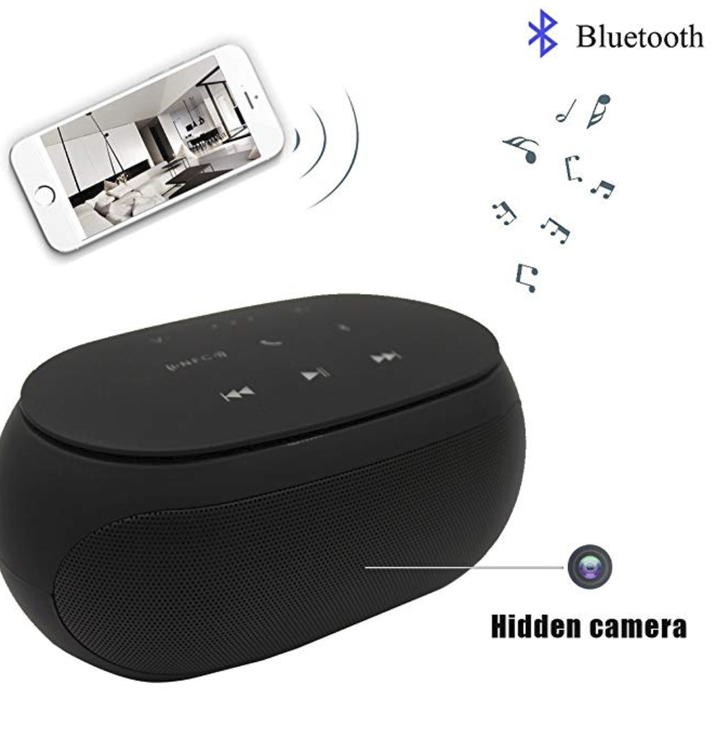 Wireless Hidden Spy Camera Bluetooth Speaker with Invisible Lens
